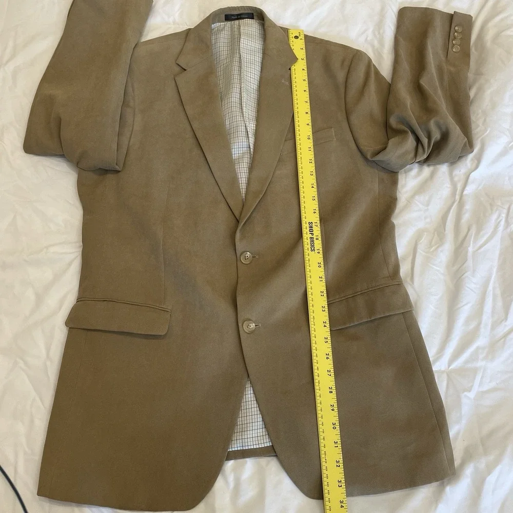 Lauren Ralph Lauren Blazer 42L Beige Polyester‎ Khaki Suit Jacket Sport Coat